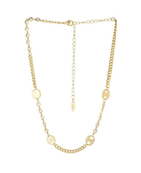 Mixed Gold-Plated Chain Necklace With Cubic Zirconia