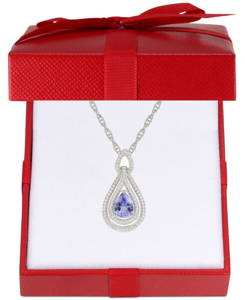 Sapphire (1-1/4 ct. t.w.) & Diamond (1/4 ct. t.w.) 18" Pendant Necklace in 14k White Gold (Also available in Tanzanite, Emerald and Ruby)