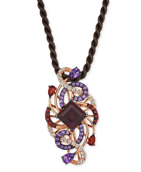 Le Vian crazy Collection® Multi-Gemstone Swirl Silk Cord 20" Pendant Necklace (8-1/2 ct. t.w.) in 14k Rose Gold