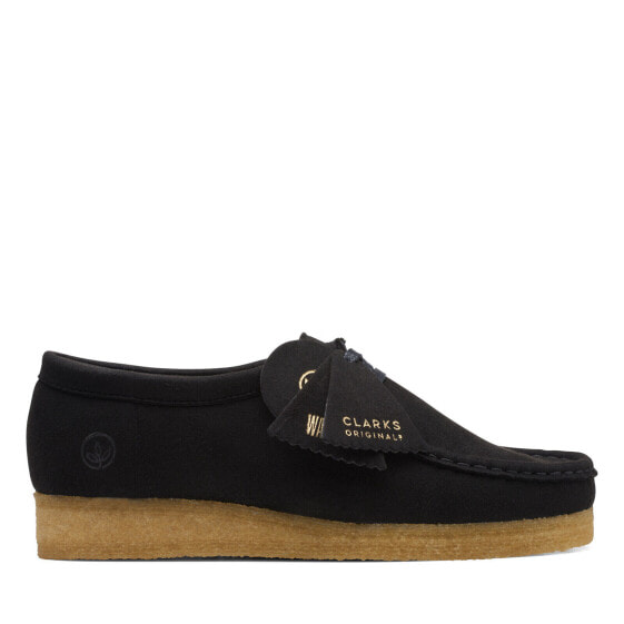 Clarks Wallabee 26169434 Womens Black Oxfords & Lace Ups Casual Shoes