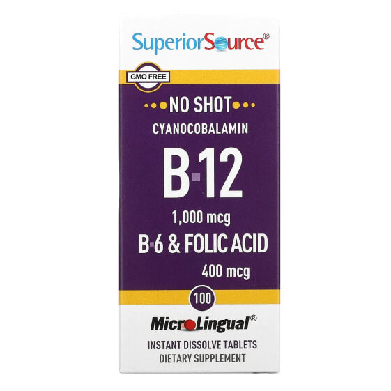 Cyanocobalamin B-12, B-6 & Folic Acid, 100 MicroLingual Instant Dissolve Tablets