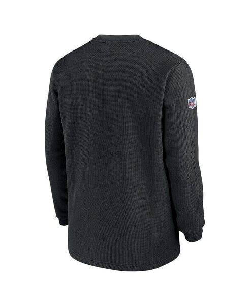 Men's Black New Orleans Saints 2023 Sideline Throwback Heavy Brushed Waffle Long Sleeve T-shirt