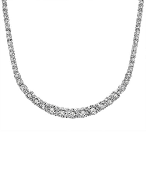 Wrapped in Love diamond Graduated 17" Collar Necklace (1 ct. t.w.) in Sterling Silver, Created for Macy's