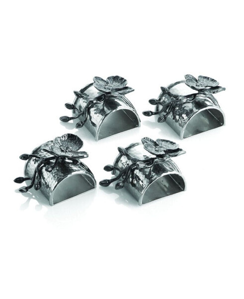 Black Orchid Napkin Ring Set