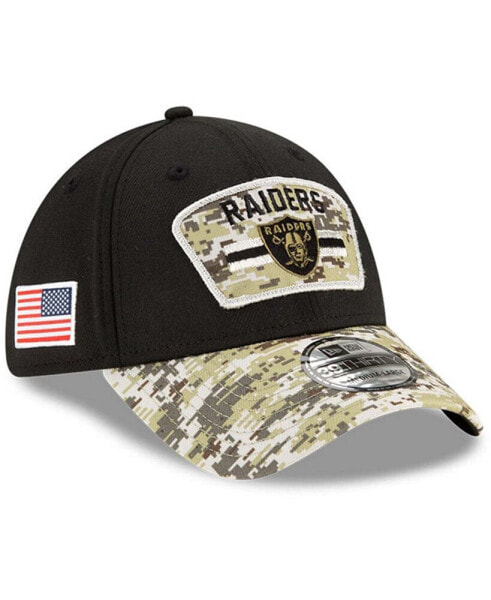 Men's Black-Camouflage Las Vegas Raiders 2021 Salute To Service 39THIRTY Flex Hat