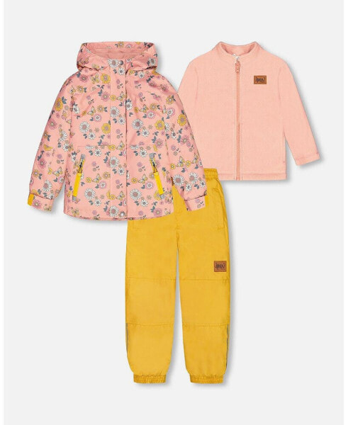 Костюм Deux Par Deux Baby Girl Printed 3 In 1 Disco Flowers And Yellow