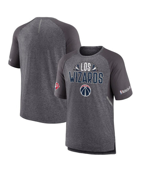 Men's Heathered Gray Washington Wizards 2022 Noches Ene-Be-A Core Shooting Raglan T-shirt