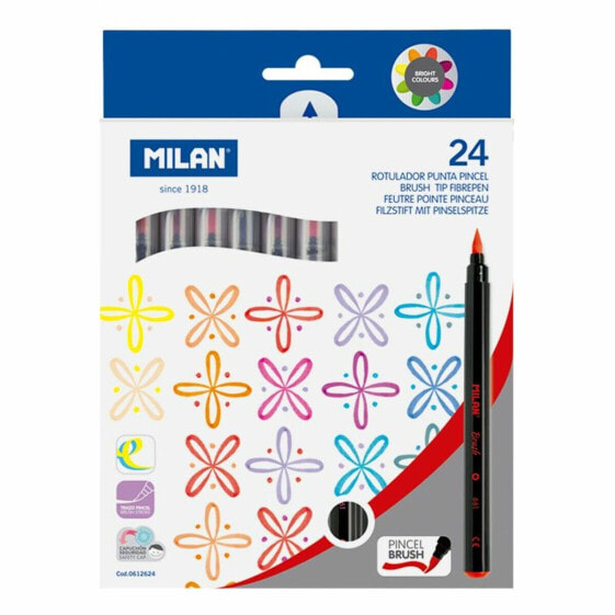 Набор маркеров Milan 24 Предметы Кисть Разноцветный