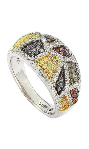 Suzy Levian Sterling Silver Cubic Zirconia Multicolor Exotic Ring