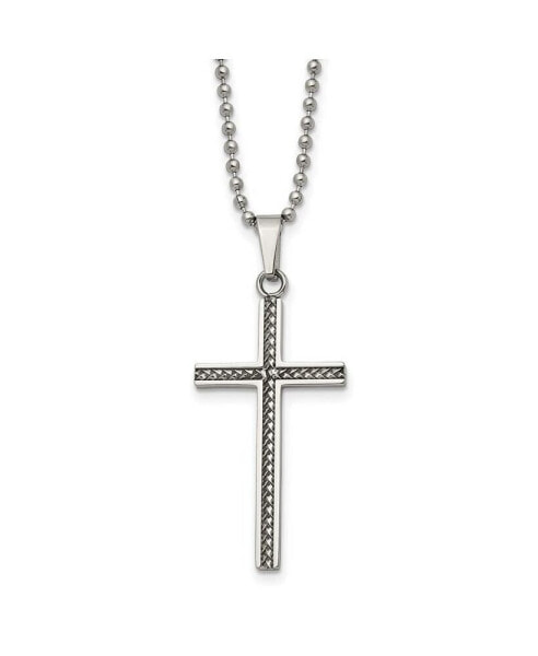Polished Braided Design Cross Pendant on a Ball Chain Necklace