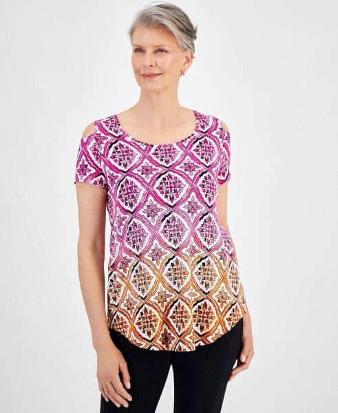 Women's Ombré Cold-Shoulder Short-Sleeve Top, Created for Macy's