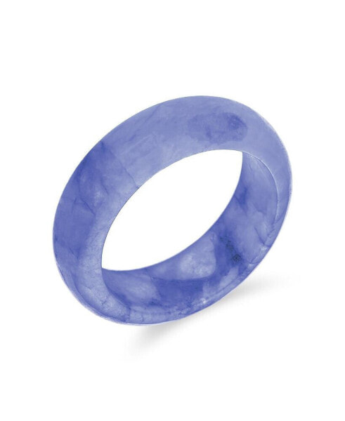 Good Luck Energy Smooth Stackable Natural Dyed Blue Jade Band Ring