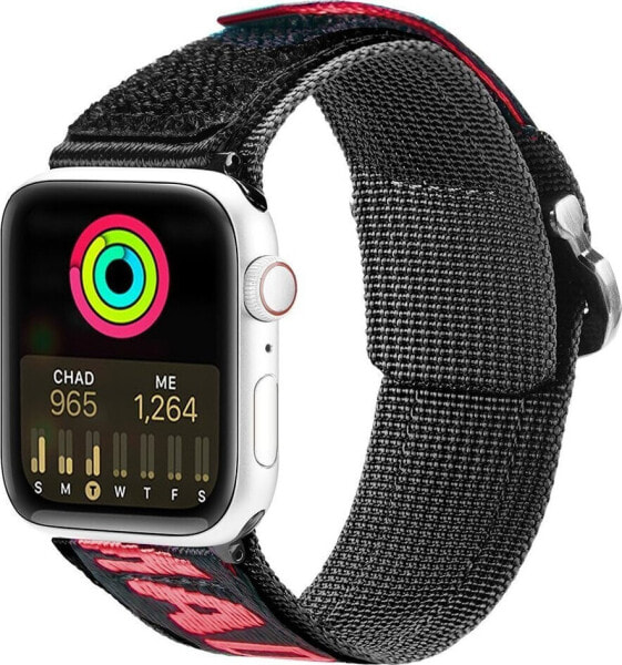 Dux Ducis Dux Ducis Strap (Outdoor Version) pasek Apple Watch Ultra, SE, 8, 7, 6, 5, 4, 3, 2, 1 (49, 45, 44, 42 mm) nylonowa opaska bransoleta czarno-czerwony