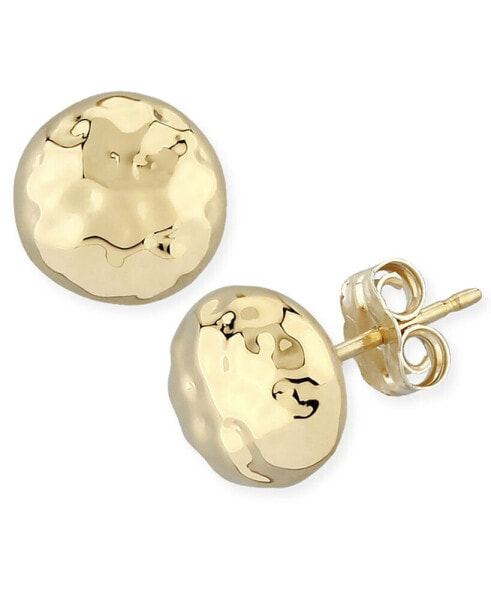 Hammered Ball Stud Earrings Set in 14k Gold (8mm)