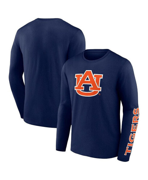 Men's Navy Auburn Tigers Double Time 2-Hit Long Sleeve T-shirt