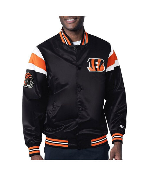 Men's Black Cincinnati Bengals Satin Full-Snap Varsity Jacket