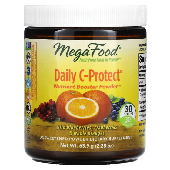 MegaFood, Daily C-Protect, Nutrient Booster, порошок, без сахара, 63,9 г (2,25 унции)