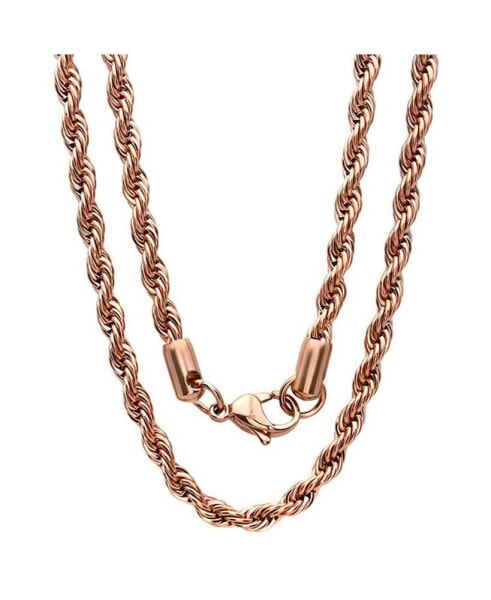 Men's 18k Rose gold Plated Stainless Steel Rope Chain 24" Necklace