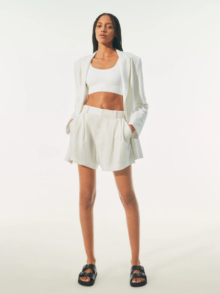 365 High Rise Linen-Blend Shorts