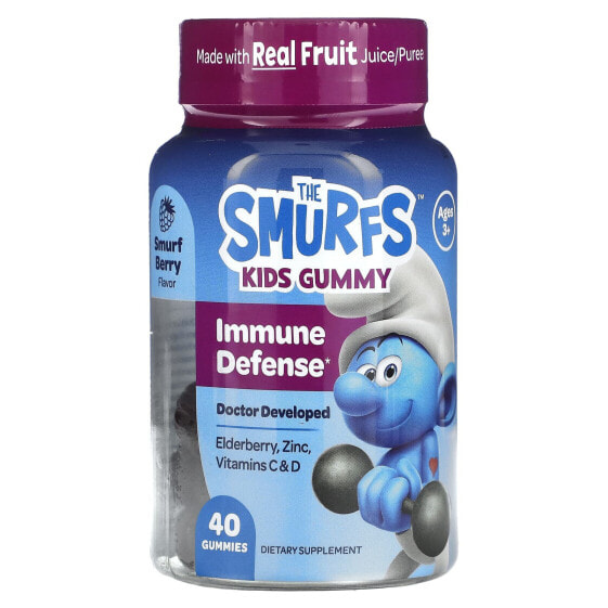Витамины для детей The Smurfs Kids Gummy Immune Defense, Smurf Berry, для детей от 3 лет, 40 жевательных конфет