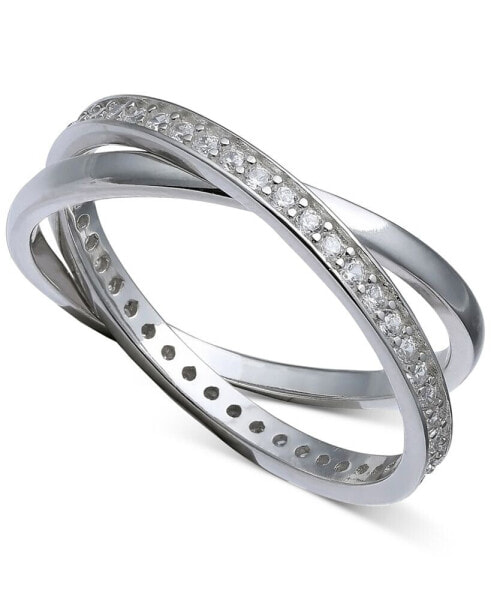 Cubic Zirconia Crisscross Ring in Sterling Silver, Created for Macy's
