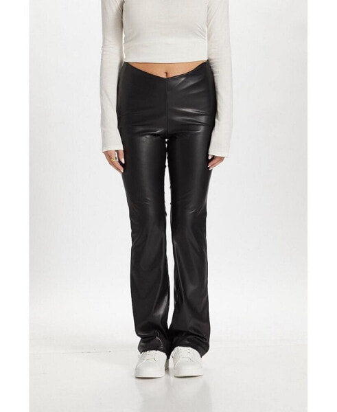 Women's Faux Leather Cinched Pants