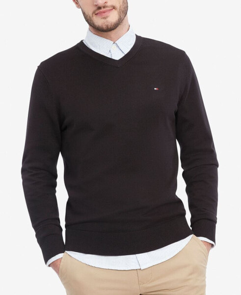 Men's Essential Solid V-Neck Sweater