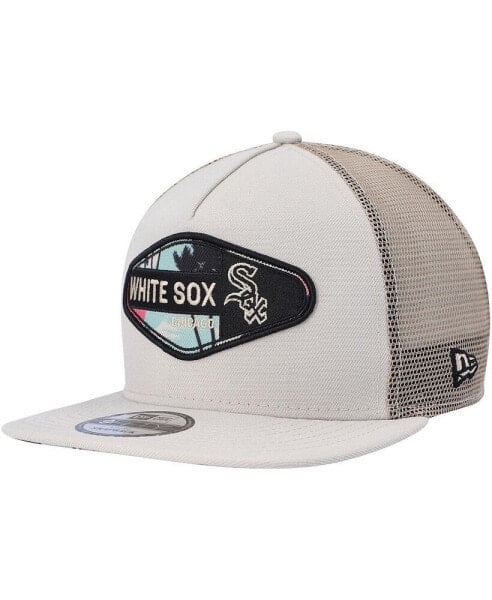 Men's Natural Chicago White Sox Retro Beachin' Patch A-Frame Trucker 9FIFTY Snapback Hat