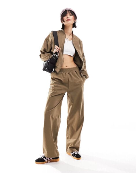 Noisy May ankle trouser co-ord in beige