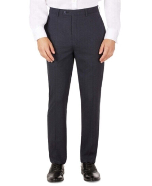 Calvin Klein Men's Slim Fit Mini Check Dress Pants Blue Black W33 L32
