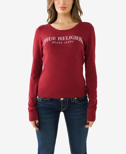 Women's Crystal Horseshoe Fitted Sweater