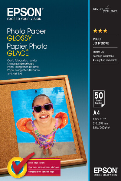 Epson Photo Paper Glossy - A4 - 50 sheets - Gloss - 200 g/m² - A4 - 50 sheets - - WorkForce WF-7610DWF - WorkForce WF-7110DTW - WorkForce WF-3620DWF - WorkForce WF-2750DWF -... - 1 pc(s)