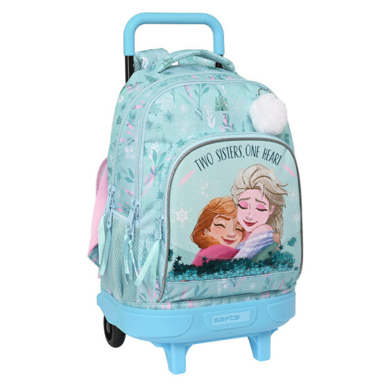Школьный рюкзак с колесиками Frozen One heart Бирюзовый зеленый 33 X 45 X 22 cm