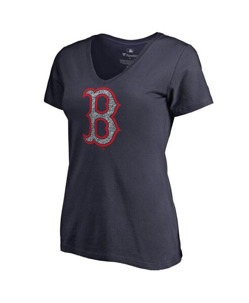 Women's Navy Boston Red Sox Static Logo V-Neck T-shirt
