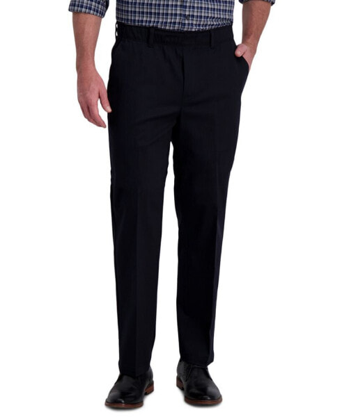Men's Premium Classic-Fit Wrinkle-Free Stretch Elastic Waistband Dress Pants