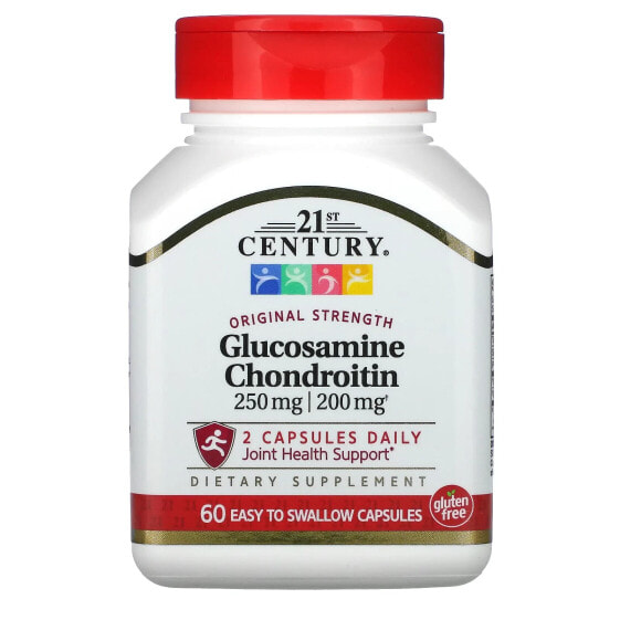 Витамины и БАДы для суставов и мышц 21st Century Glucosamine / Chondroitin, Оригинальная сила, 200 капсул, легко глотать