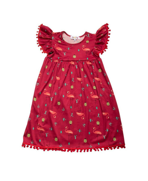 Платье для малышей Mixed Up Clothing с короткими рукавами и красивым принтом Пом-Пом