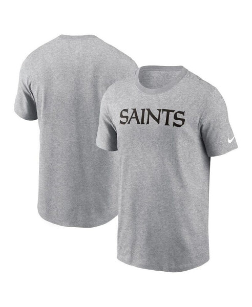 Men's Heather Gray New Orleans Saints Primetime Wordmark Essential T-Shirt