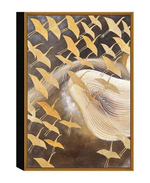 Картина холст, украшенная летающими птицами Chic Home "Журавли" - 15" x 23"