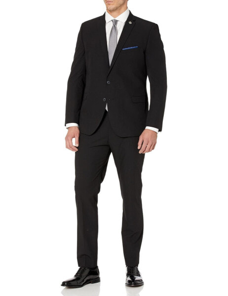 Nick Graham 300964 Men's Slim Fit Stretch Finished Bottom Suit, Black, 44 Short