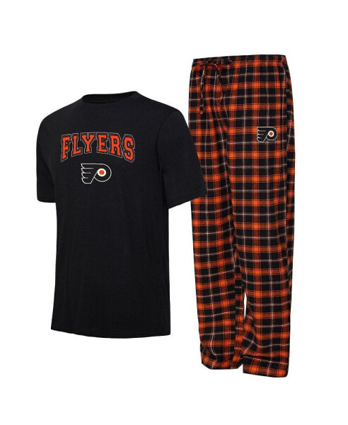 Men's Black, Orange Philadelphia Flyers Arctic T-shirt and Pajama Pants Sleep Set