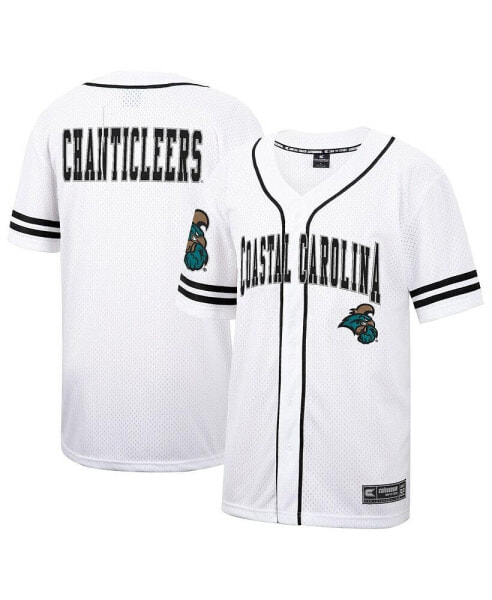 Men's White Coastal Carolina Chanticleers Free-Spirited Full-Button Baseball Jersey