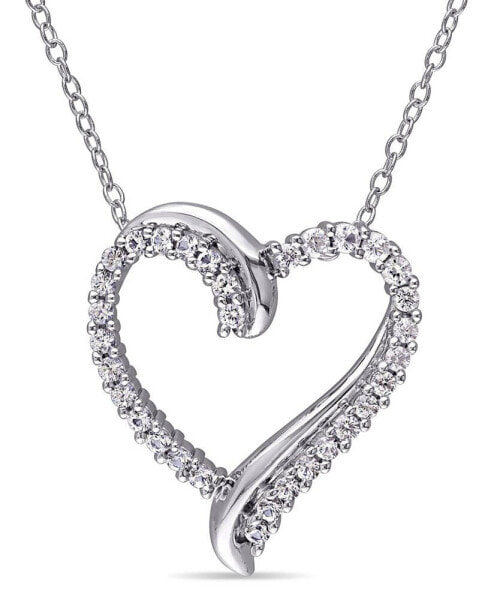 Macy's created White Sapphire (3/4 ct. t.w.) Sterling Silver, Heart Necklace