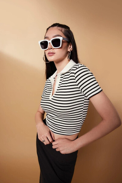 Футболка Defacto Fitted Striped Polo Neck A0380ax23sm