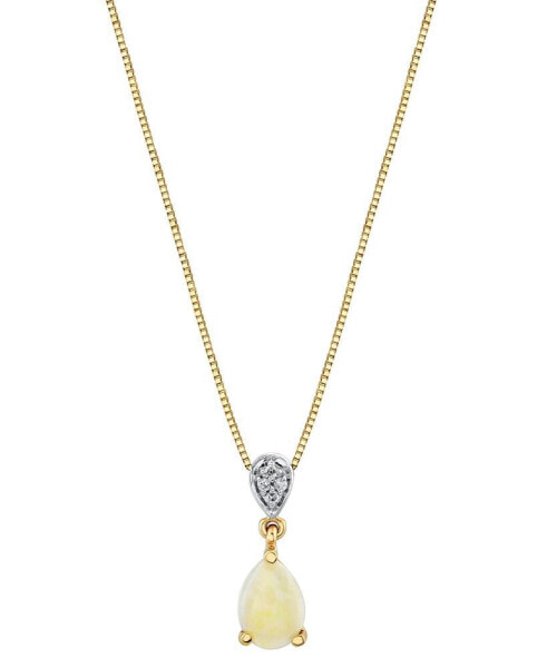 Opal (3/8 ct. t.w.) & Diamond Accent 18" Pendant Necklace in 14k Gold