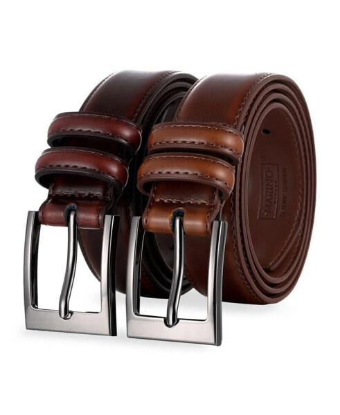 Men's Dual Loop Leather Belt, 2 pack