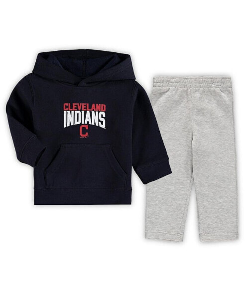 Костюм для малышей OuterStuff набор толстовка и брюки для малышей Cleveland Indians - темно-синий, серый, флис