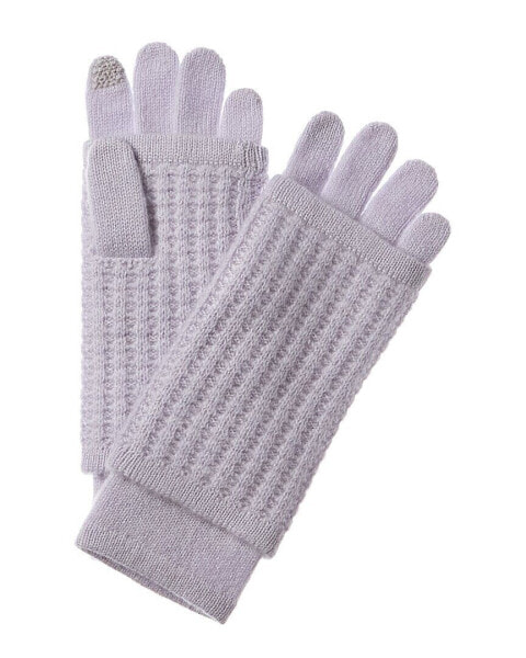 Hannah Rose Waffle Stitch 3-In-1 Cashmere Tech Gloves Women's Blue