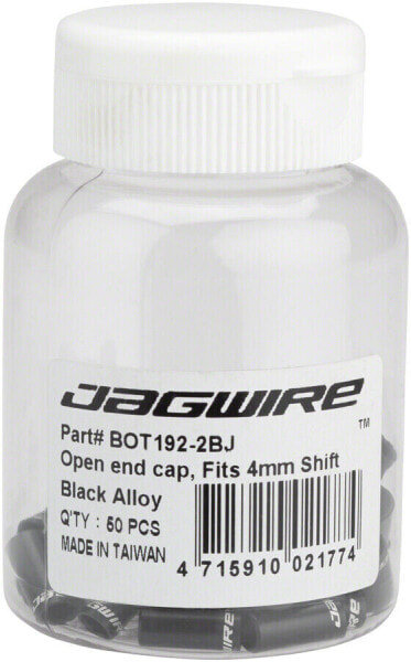 Тормозной трос Jagwire 4mm Open Alloy End Caps, бутылка 50 шт., Черный