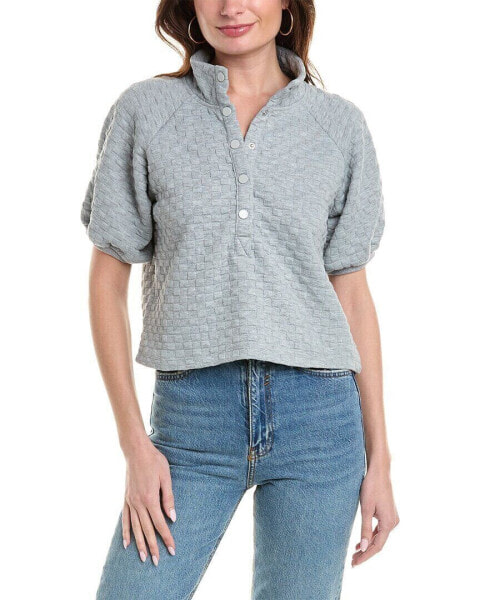 Isla Ciel Textured Check Sweatshirt Women's Grey L